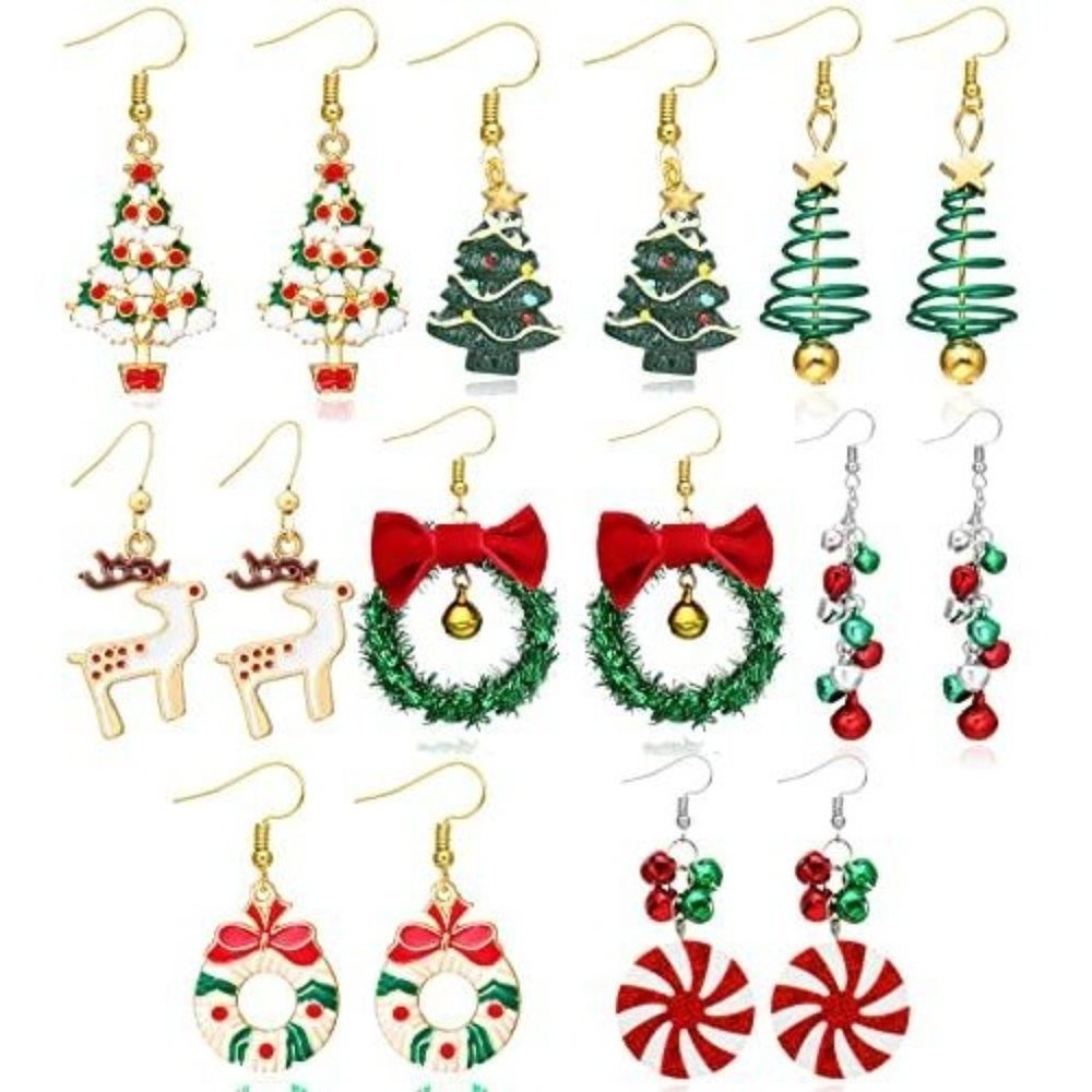 8 Pairs Christmas Earrings for Women